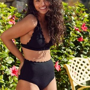 NWT Aerie Scalloped Waffle Weave High Waist Bikini